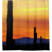Arizona Sunset / Helder Sinaasappel / Cactus Silho Douchegordijn (Voorkant)