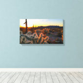 Arizona Sunset in Sonoran Desert met Cactus Canvas Afdruk (Insitu (Houten vloer))