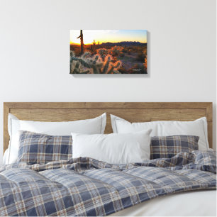 Arizona Sunset in Sonoran Desert met Cactus Canvas Afdruk