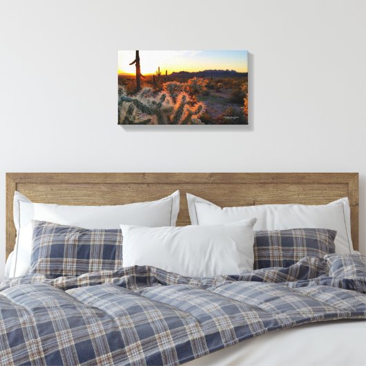 Arizona Sunset in Sonoran Desert met Cactus Canvas Afdruk (Insitu (Slaapkamer))