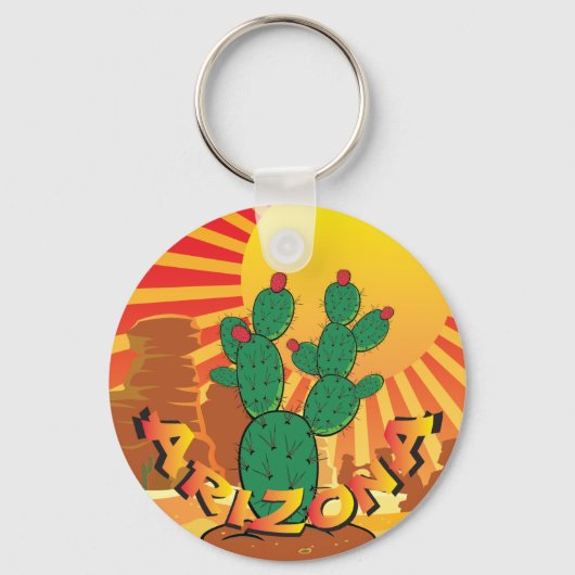 ARIZONA Sunset Prickly Pear Cactus 2 Sleutelhanger (Voorkant)