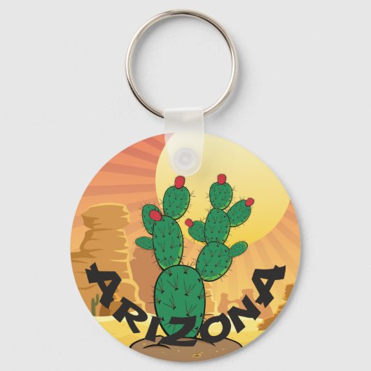 ARIZONA Sunset Prickly Pear Cactus Sleutelhanger (Voorkant)