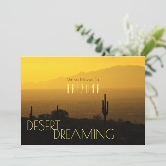 Arizona Sunset Saguaro Cactus bewegende aankondigi Aankondiging (Staand voorkant)