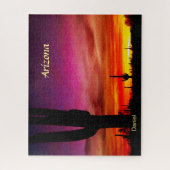 Arizona Sunset Saguaro Cactus Digital Waterverf Legpuzzel (Verticaal)
