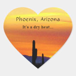 Arizona Sunset Saguaro Cactus Het is Dry Heat Hart Sticker