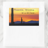 Arizona Sunset Saguaro Cactus Het is Dry Heat Rechthoekige Sticker (Tas)