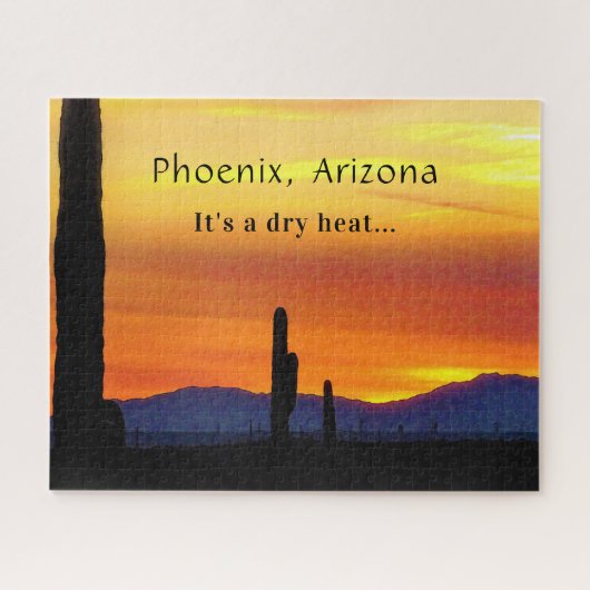 Arizona Sunset Saguaro Cactus Het is een droge hit Legpuzzel (Horizontaal)