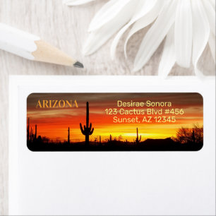 Arizona Sunset / Saguaro Cactus / Oranje & geel Etiket