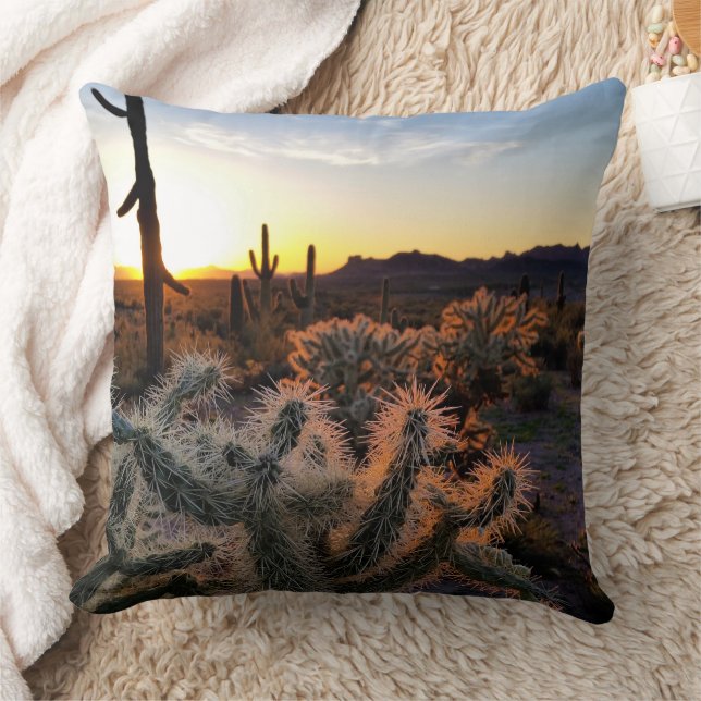 Arizona Sunset Sonoran Desert met Saguaro Cactus Kussen (Deken)