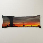 Arizona Sunset Sonoran Desert met Saguaro Cactus Lichaamskussen (Achterkant)