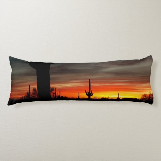 Arizona Sunset Sonoran Desert met Saguaro Cactus Lichaamskussen (Voorkant)
