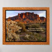 Arizona Superstition Mountain Cactus Faux Leather Poster (Voorkant)