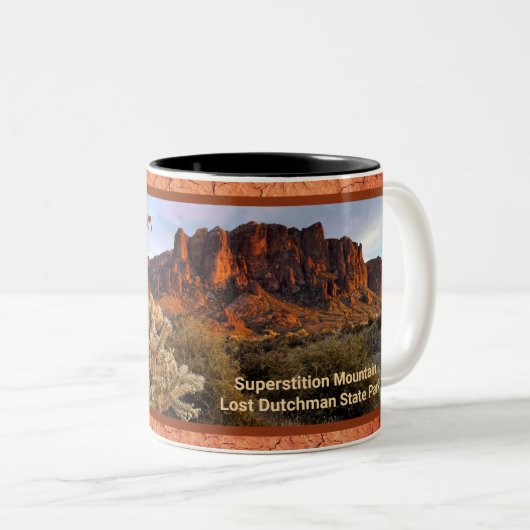 Arizona Superstition Mountain Cactus Terracotta Tweekleurige Koffiemok (Voorkant rechts)