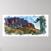 Arizona Superstition Mountain Saguaro Cactus Poster (Voorkant)