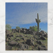 Arizona Tall Saguaro Cactus Plant Foto Wijn Etiket (Enkel label)