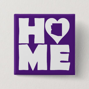 Arizona Thuis Hart Staat Knop Badge Speld Vierkante Button 5,1 Cm