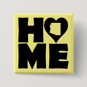Arizona Thuis Hart Staat Knop Badge Speld Vierkante Button 5,1 Cm
