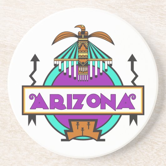 Arizona Thunderbird Shield Zandsteen Onderzetter (Voorkant)