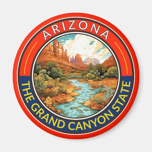 Arizona Travel Art Badge Magneet (Voorkant)