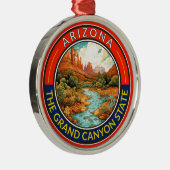 Arizona Travel Art Badge Metalen Ornament (Rechts)