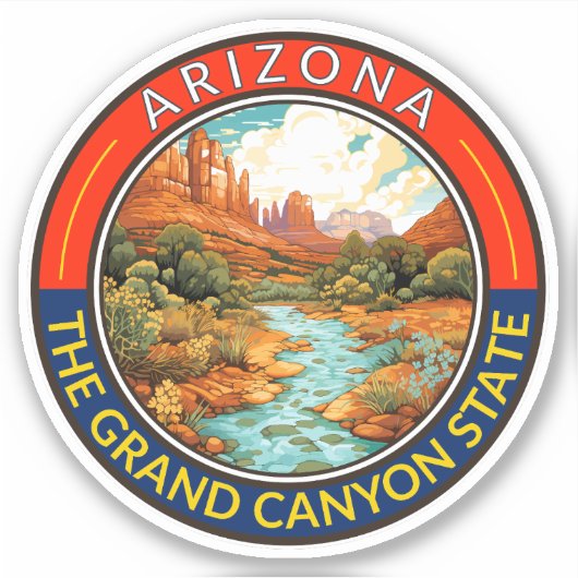 Arizona Travel Art Badge Sticker (Voorkant)