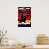 Arizona Travel Poster Desert Sunset Art Cowboy Pri (Keuken)