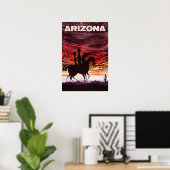 Arizona Travel Poster Desert Sunset Art Cowboy Pri (Thuiskantoor)