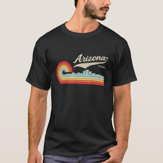  Arizona Tucson City Retro Sunset Skyline T-shirt (Voorkant)