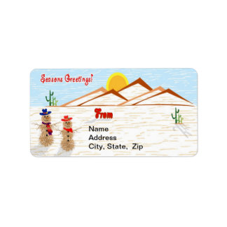 Arizona Tumbleweed Snowman Kerstmis Etiket