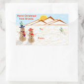 Arizona Tumbleweed Snowman-Label voor kerstmis Rechthoekige Sticker (Tas)