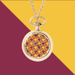 Arizona US State Maroon and Gold Pattern Horloge<br><div class="desc">Are you a fan of Arizona?  Show your Arizona pride with this fun watch necklace.</div>