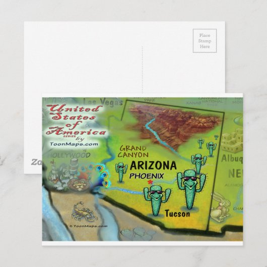 Arizona USA Kaart (Voorkant / Achterkant)