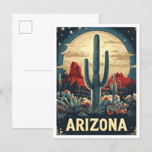 Arizona USA Kunst Vintage Illustratie Reizen Briefkaart