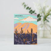 Arizona USA Saguaro Cactus Travel Waterverf Briefkaart (Staand voorkant)