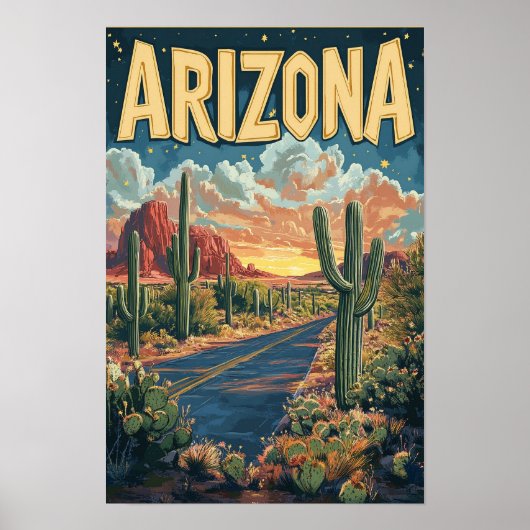 Arizona USA Vintage Illustration Travel Poster (Voorkant)