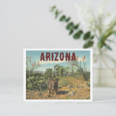 Arizona Vintage Desert Cactus and Javelina Briefkaart (Staand voorkant)