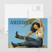 Arizona Vintage reisCowgirl Briefkaart (Voorkant / Achterkant)
