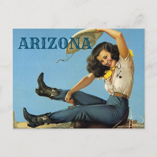 Arizona Vintage reisCowgirl Briefkaart (Voorkant)