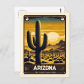Arizona | Vintage van patriottische spirit Briefkaart (Voorkant / Achterkant)