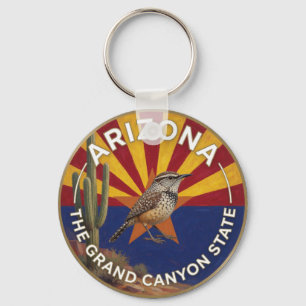 🌵 Arizona Vlag en Cactuswinterkoning Zuidwestelij Sleutelhanger