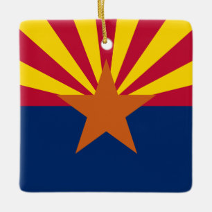 Arizona Vlag: Ondergaande Ster Zon, De Koperstaat Keramisch Ornament