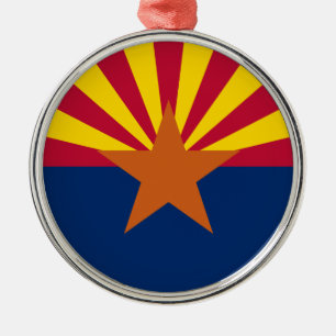 Arizona-vlag: ondergaande zon, de koperstaat metalen ornament