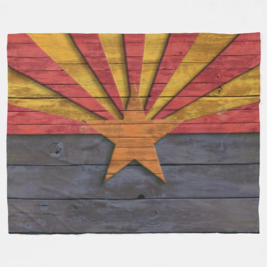  Arizona Vlag Veronderd hout Kijk uit Fleece Deken (Voorkant (Horizontaal))
