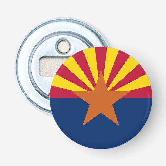 Arizona Vlag: Zetting Star Sun, The Copper State Button Flesopener (Voorkant)