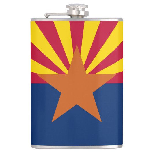 Arizona Vlag: Zetting Star Sun, The Copper State Heupfles (Voorkant)