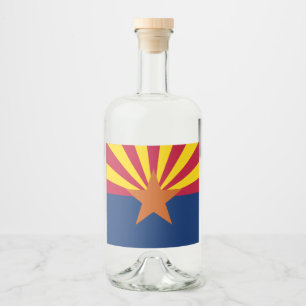 Arizona Vlag: Zetting Star Sun, The Copper State Likeurfles Etiket