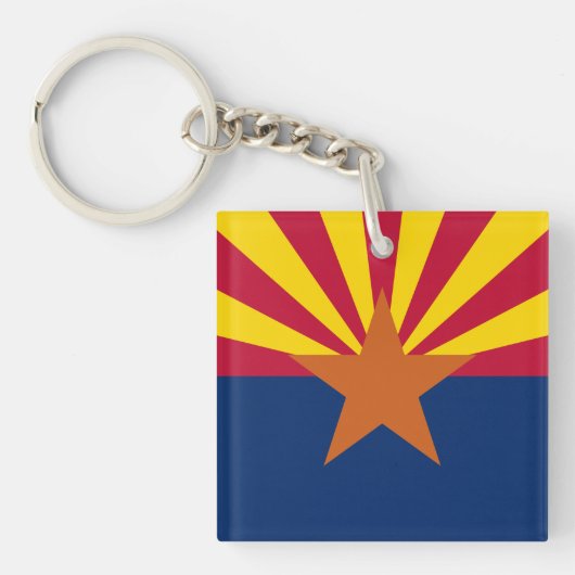 Arizona Vlag: Zetting Star Sun, The Copper State Sleutelhanger (Voorkant)