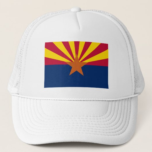 Arizona Vlag: Zetting Star Sun, The Copper State Trucker Pet (Voorkant)