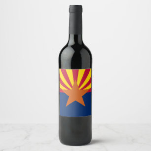 Arizona Vlag: Zetting Star Zon, The Copper State Wijn Etiket