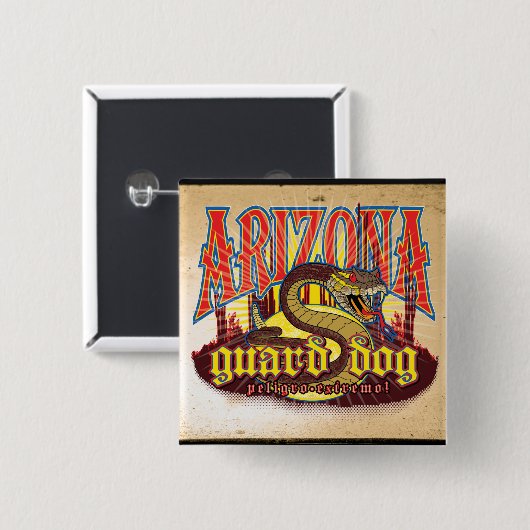 Arizona Waakhond Slang Vierkante Button 5,1 Cm (Voorkant /achterkant)